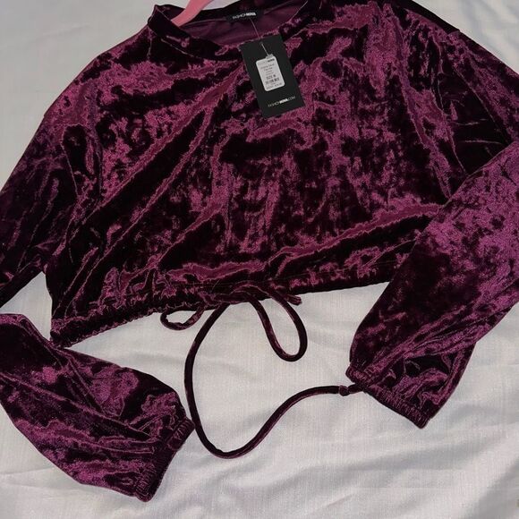 Fashion Nova Burgundy Medium Velvet Pant Set - Picture 3 of 12
